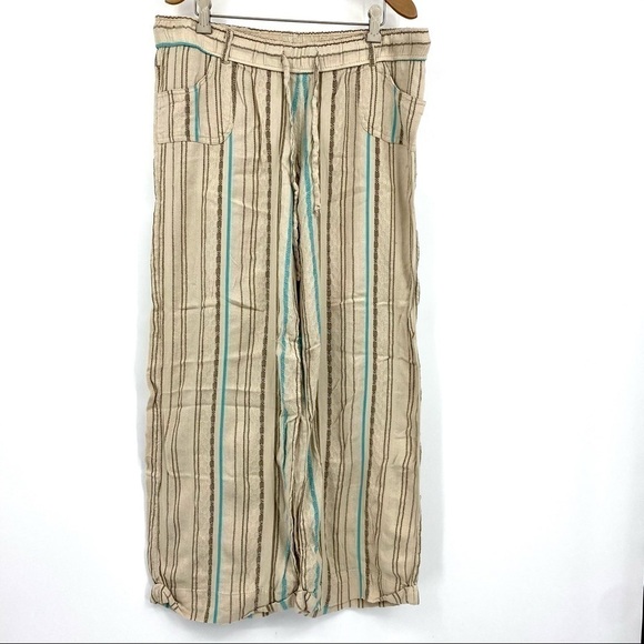 Lagaci striped cotton blend wide leg pants XL - Picture 1 of 8